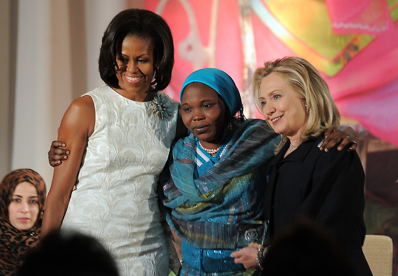 Hawa Abdallah with Hillary Clinton and Michelle Obama